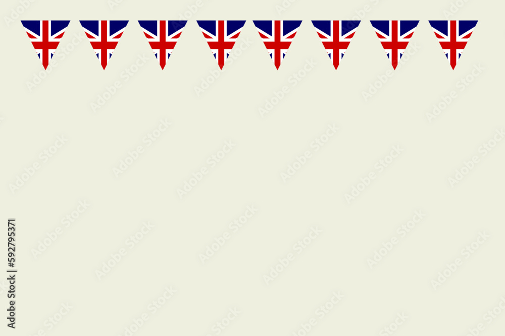 Fototapeta premium Union Jack flag bunting border Coronation celebration UK garland background vector illustration