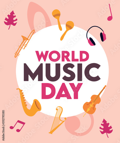 World music day vector illustration. World music day design