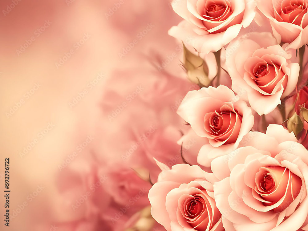 Obraz premium Rose flower with copy space. Generative ai