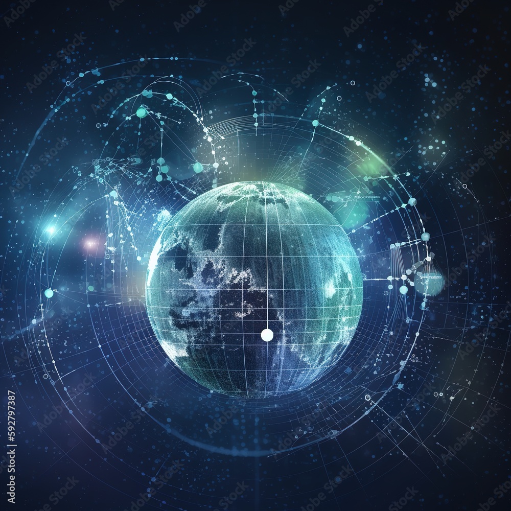 Obraz premium The impact of data science and digital marketing on global business.Smart business, global economy growth, stock market, banking, financial, and data exchange on a global network. generative ai