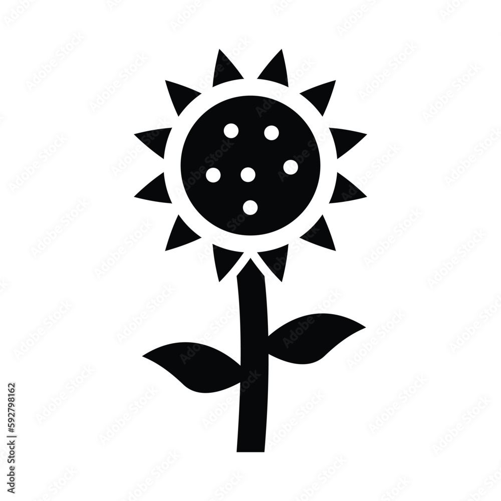Obraz premium sunflower solid icon illustration vector graphic