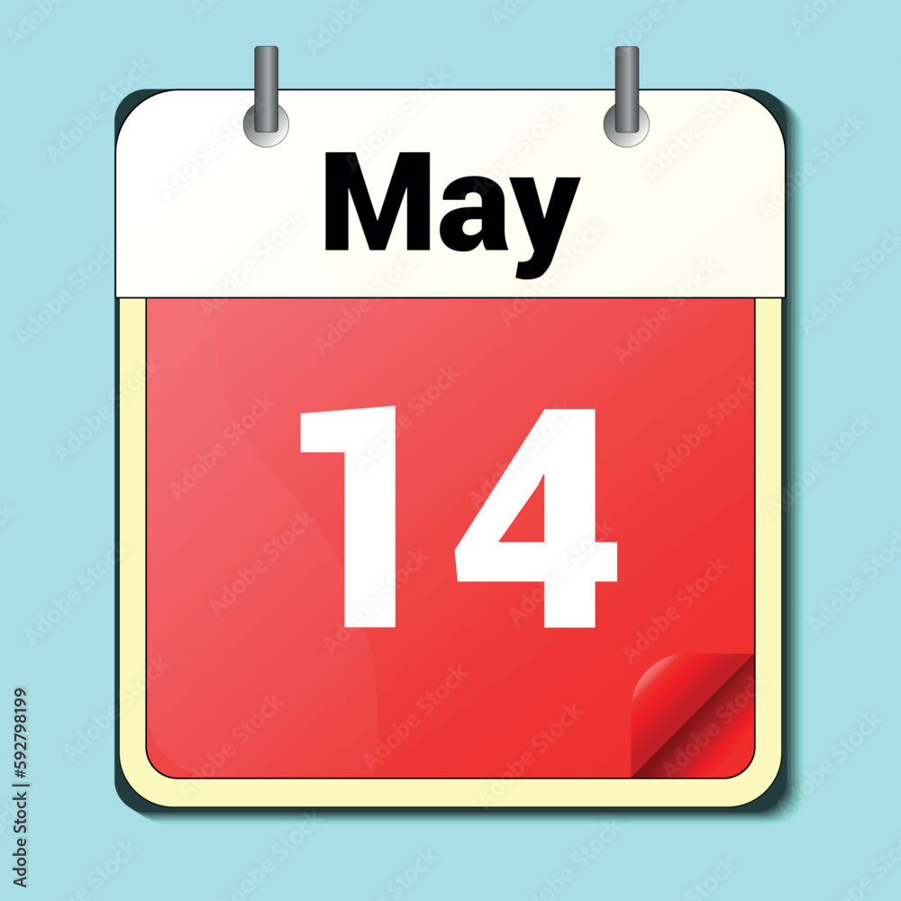 calendar vector drawing, date May 14 on the page calendar vector drawing, date May 14 on the page