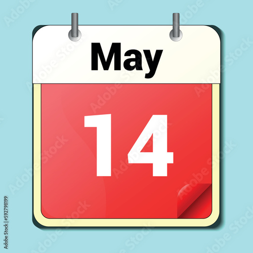 calendar vector drawing, date May 14 on the page