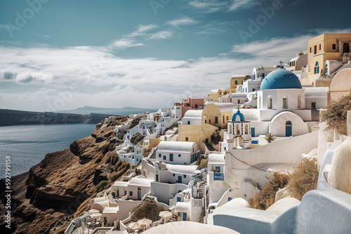 Enchanting Santorini: White Buildings - generative ai