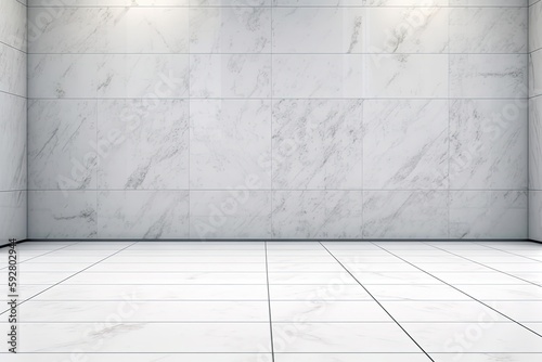 an Empty Room with Elegant Marble Walls and Floor. Generative AI