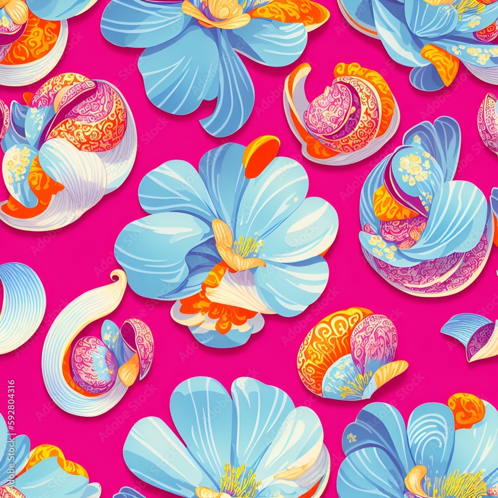 Seamless Floral ornaments pattern made in Leonardo.ai