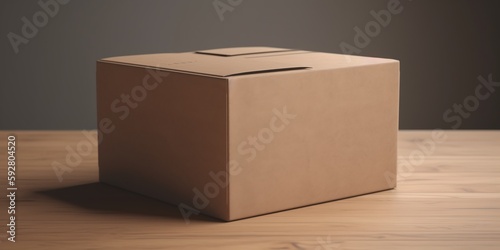 Craft paper box mockup. Copy space for text and logo. Empty carton packaging for takeaway delivery. Generative AI. Kraft brown box made isolated on white background