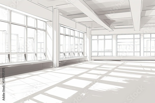 an airy and spacious room with abundant natural light. Generative AI