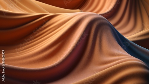 Spectacular photograph of bright colorful fabric that simulates sand dunes, detailed in fabric texture, Generative IA