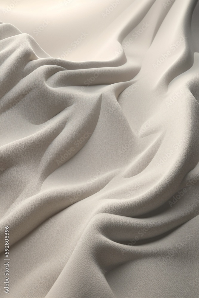 Spectacular photograph of bright white fabric that simulates sand dunes, detailed in fabric texture, Generative IA