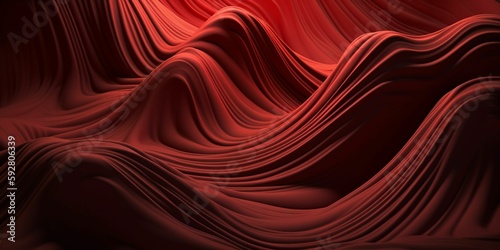 Spectacular photograph of bright red fabric that simulates sand dunes, detailed in fabric texture, Generative IA