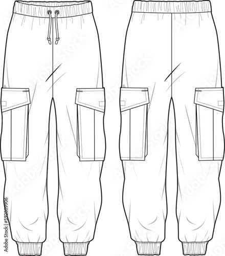 Women Sweatpants Flat Sketch Template