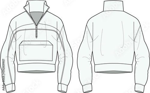 Anorak Jacket Flat Sketch Template