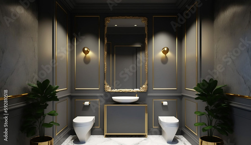 luxury empty rest room interior design, 3d rendering. Generative AI