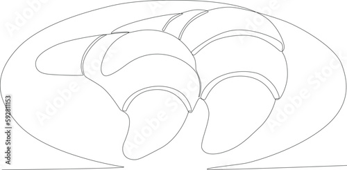 Two slices of bread for breakfast. Breakfast one-line drawing