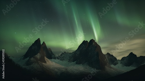 Northern Lights over moutnains photo
