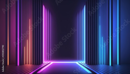 Wallpaper Mural Abstract neon lights background with laser rays, and glowing lines. Generative AI. Torontodigital.ca