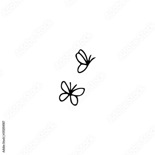 vector doodle illustration of two cute butterflies