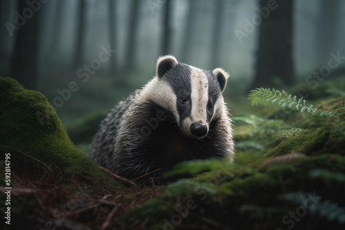 portrait of skunk in the forest