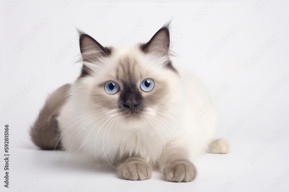 ragdoll cat with blue eyes isolated on white