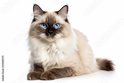 ragdoll cat with blue eyes isolated on white