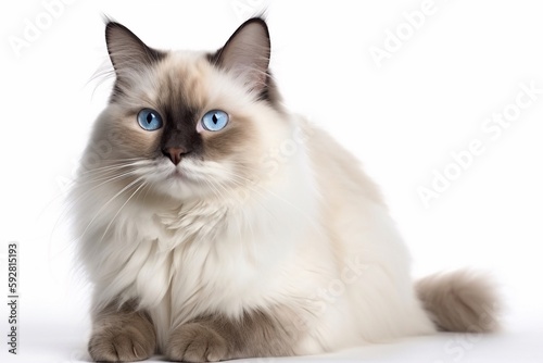 ragdoll cat with blue eyes isolated on white