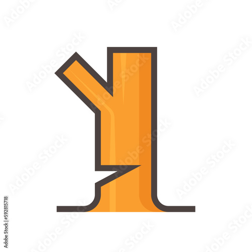 Nature wood or tree in forest vector icon design. May called logwood, stump, branch or dead plant. To cutting by ax, lumberjack for sawn to lumber, woodworking, sawmill industry, construction material