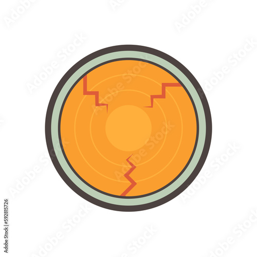 Log wood or timber vector icon in cross section view. Tree after cut, crosscut by saw, lumberjack. Material from nature. Stock for sawn to lumber, woodworking, sawmill industry, construction.
