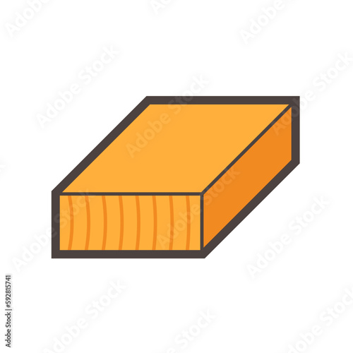 Rectangular wood, girder or lumber vector icon. Natural material by cutting, processing in sawmill industry for made frame, beam, column or structure in house construction, furniture or woodworking.