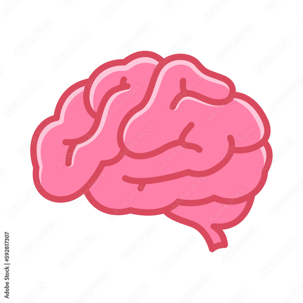 Human brain simple icon, cartoon style brain side drawing. Stock Vector ...