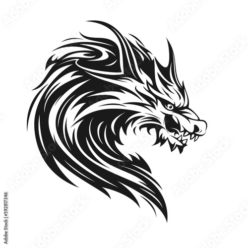 A dragon head design isolated on transparent background. Animals.