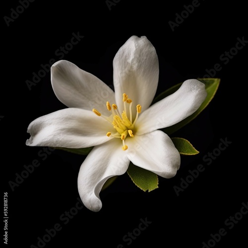 Single Jasmine Flower Isolated on Dark Background | Generative AI Artwork