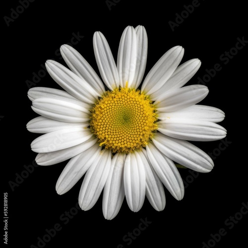 Minimalist Daisy Flower on Black Background   Generative AI Illustration