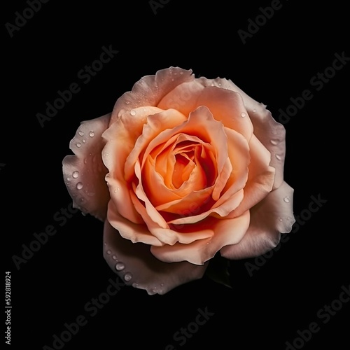 Single Rose Flower Isolated on Dark Background | Generative AI Artwork