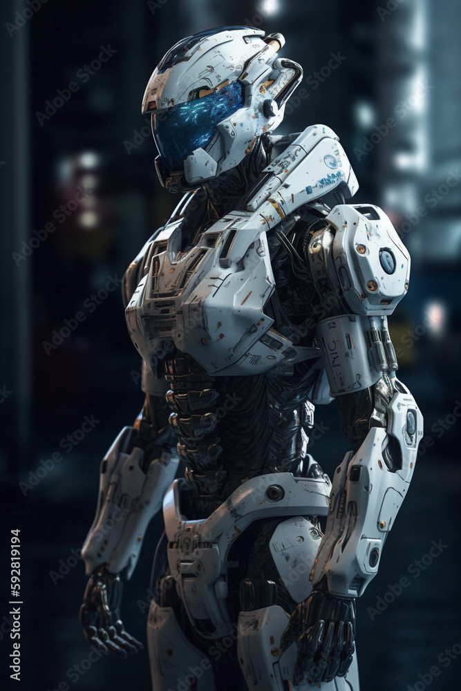 The White Warrior, A Futuristic Robot, AI Generative The White Warrior, A Futuristic Robot, AI Generative