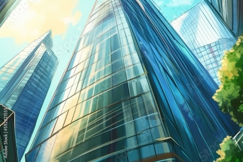 towering skyscraper in a bustling cityscape. Generative AI