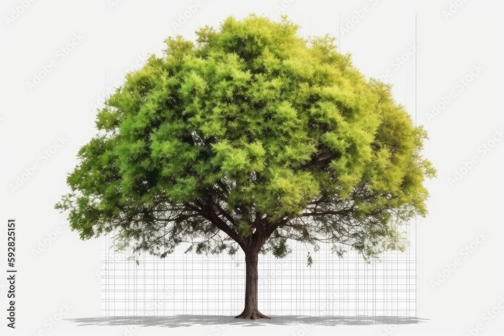 Obraz premium lush green tree isolated on a white background. Generative AI