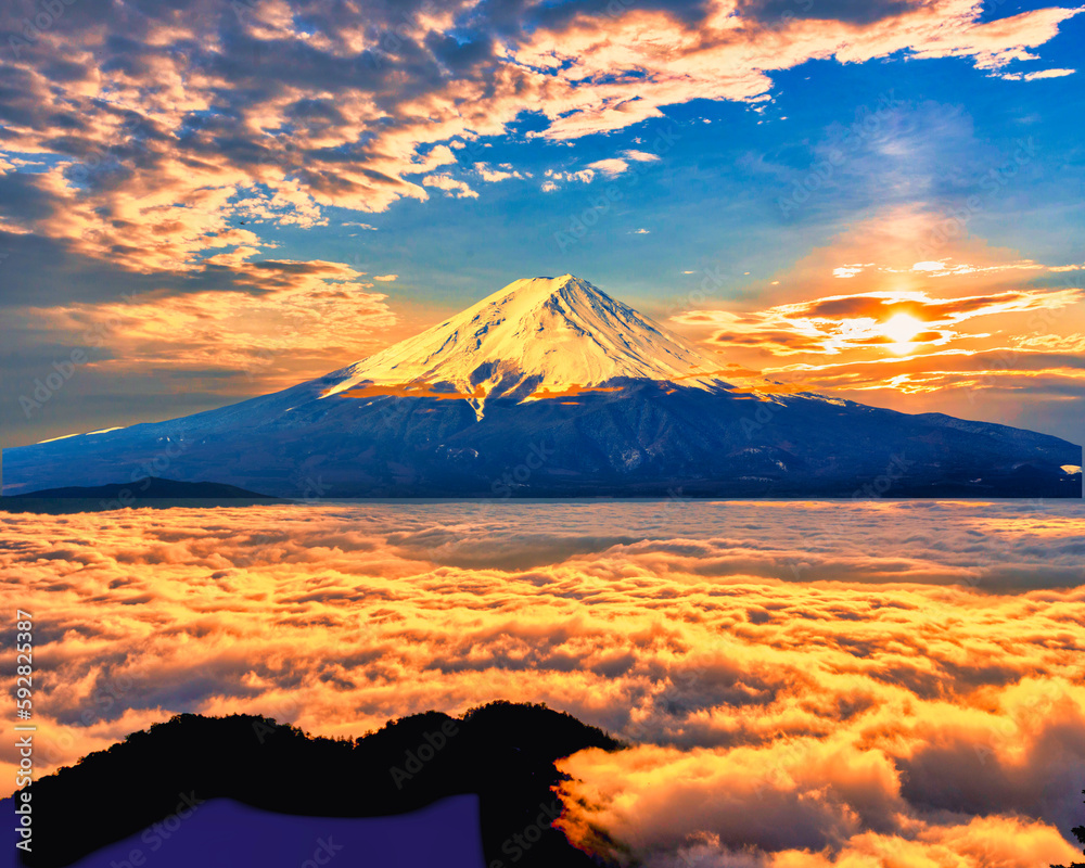 Obraz premium 雲海と富士山・合成写真