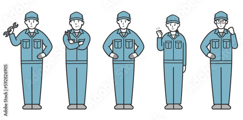 作業員の全身イラストセット