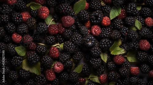 Fresh Blackberry  Fruitful Inspiration  Top-Down View of Fresh Fruit Product Mockup - Generative AI