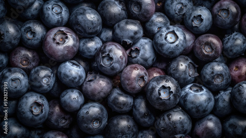 Fresh Blueberry, The Juicy Details: Top-Down Fruit Mockup for Your Product Displays - Generative AI