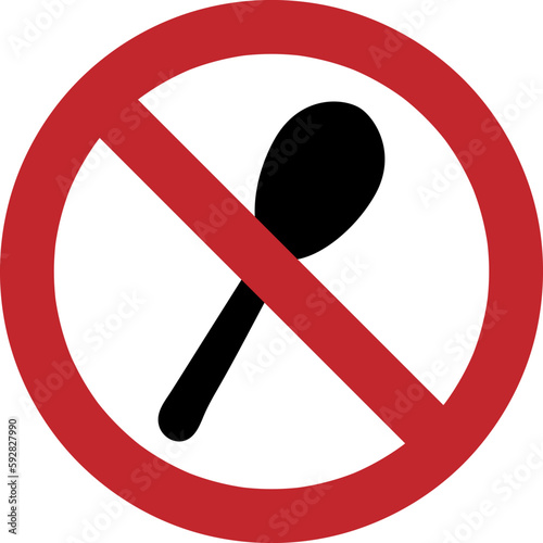no spoons. spoon icon in trendy flat style isolated with red prohibit sign for your website on white background 