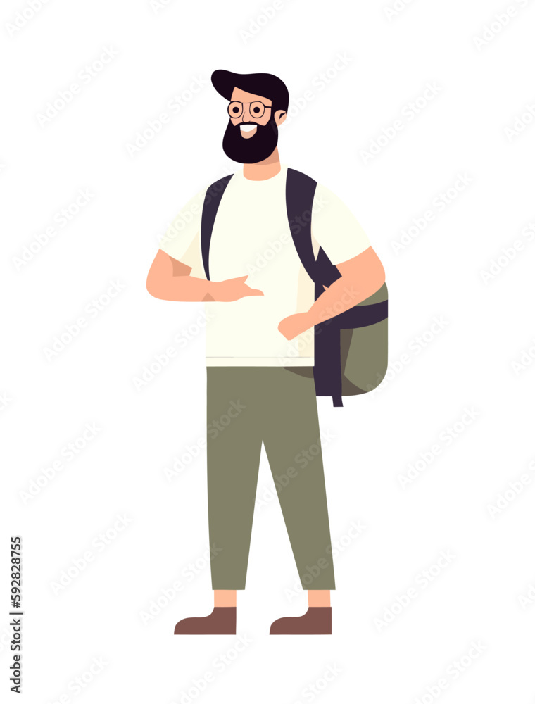 Standing man with backpack Standing man with backpack