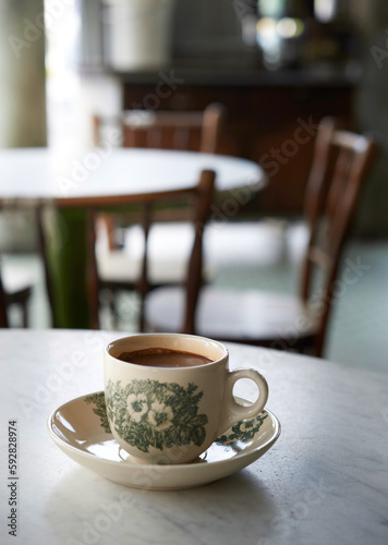 nanyang coffee. Nanyang lifestyle. Asian local traditional coffee in vintage cups.