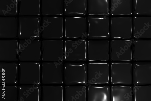 Abstract background with soft black cubes. Jelly black cubes background 3d render. Colorful elastic boxes pattern