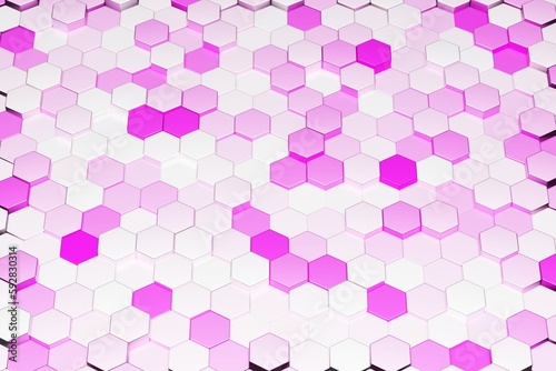 Abstract technological purple hexagonal background 3d render. Wall background texture. Wall with textured hexagons. Honeycombs backdrop