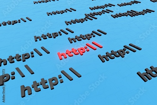 Http symbol sign on blue background 3d render. Hypertext transfer protocol secure web 3