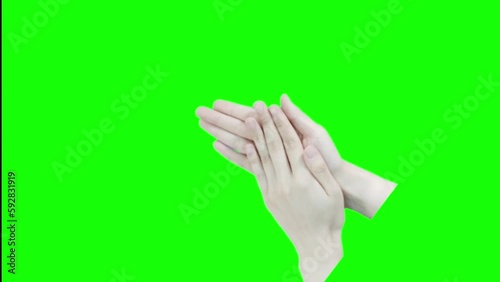 Hands clapping on green screen background. clap on chroma key background