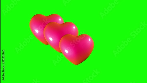 heart with green background,  Vibrating Heart on green background, green screen heart beating heart animation, top view 4k quality video