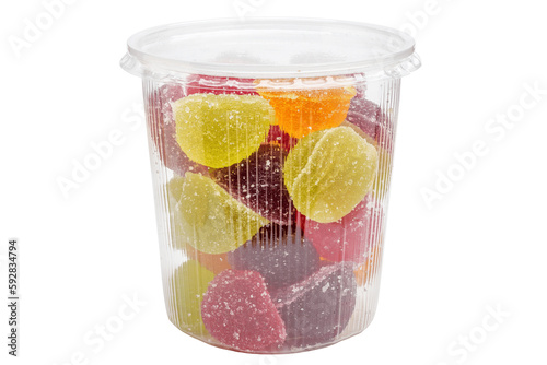 Fruit jelly in plastic jar